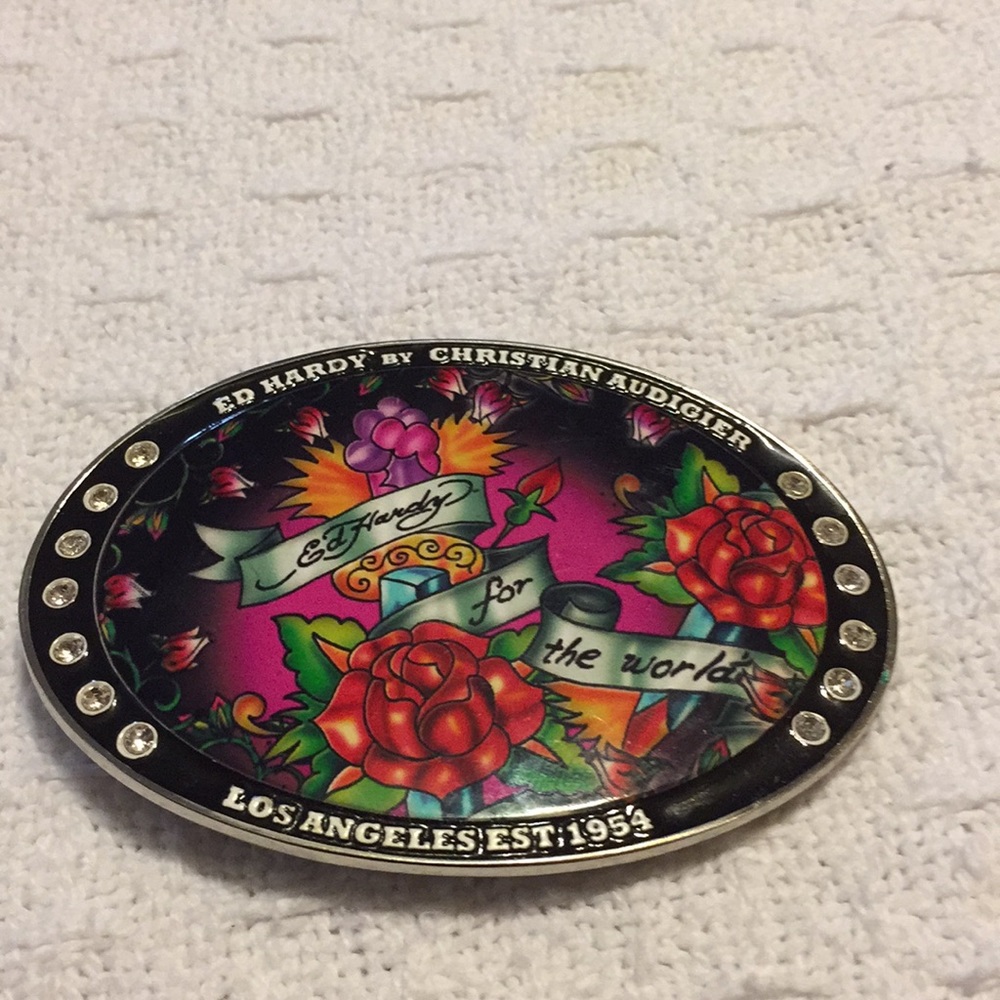 Ed Hardy Belt Buckle Flower Los Angeles 1954
